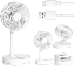 LISM - is een opvouwbare, draagbare bureauventilator met een 3600mAh-batterij, oplaadbaar via USB, ultrastil met vibratie, 4 snelheden en verstelbare hoogte en kophoek. Geschikt voor gebruik in slaapkamers, kantoren en buitenshuis. — thumbnail 1