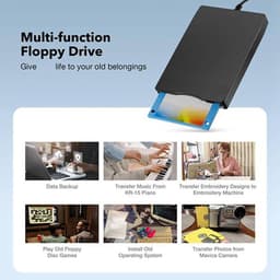 Externe Floppy Disk Drive - Diskette Lezer - Data Herstellen - Dubbele USB A/C - Ultraslank - Zwart — thumbnail 5