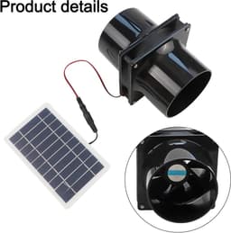 Zonne Ventilator Kit - Afvoerventilator - Lucht Circulatie - 10W Zonnepaneel - 19 x 13 x 13 cm - Zwart — thumbnail 4