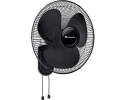 Wandventilator - Oscillerende Ventilator - Ruimte Koelen - Metalen Rooster - 40.6 cm - Zwart