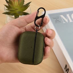 Geschikt voor AirPods Pro 3 Hoesje Nylon Waterproef met Aanhanggesp Zwart — thumbnail 4