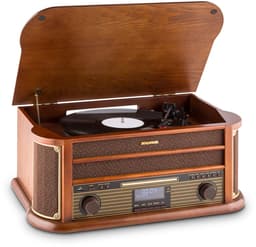 Auna Platenspeler met luidspreker, Retro platenspeler met 3 snelheden en USB-aansluiting, Platenspeler in vintage design, Vinyl Record Player, Platenspeler voor platen — thumbnail 1