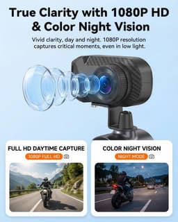 SIXWIN 1080P Dashcam motorfiets, wifi & app motorcamera met kleurennachtzicht, lusopname, afstandsbediening van - ShopVlot — thumbnail 5