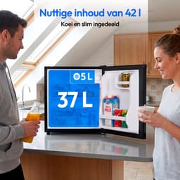 MEDION Mini koelkast met slot en vriesvak 42 L, stille kleine koelkast voor kantoor hotel minibar camping gaming, drank voedsel ijs, deur omkeerbaar, MD 370001 zwart — thumbnail 3