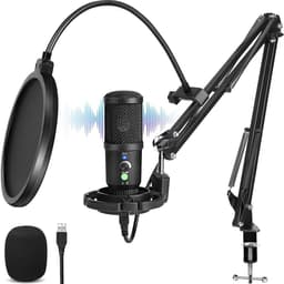 Microfoon - voor PC, gamen en livestreaming ‑ USB Microfoon met Arm ‑ Noise ‑ cancelling condensatormicrofoon met Mute en Monitoring — thumbnail 1