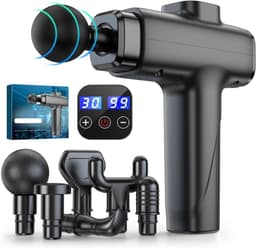 QORA® Massage Gun Professioneel - Massage Gun - Zwart - 15cm x 10cm x 7cm — thumbnail 1