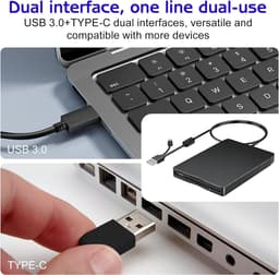 Extern Diskettestation - Floppy Drive Lezer - Oude Data Lezen - Plug and Play - 35 inch - Zwart — thumbnail 4