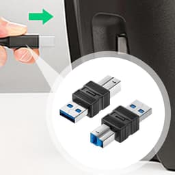 USB B Adapter - Converter Kabel - Apparaten Verbinden - Hoge Snelheid 5Gbps - 6.6 x 3.3 cm - Zwart — thumbnail 3