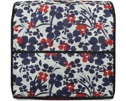 Keukenmachinehoes - Apparaatbeschermer - Apparaat beschermen - Met opbergvakken - 35.5 x 35.5 x 22.5 cm - Blauw rood wit