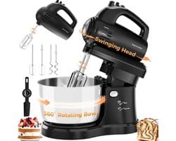 Keukenmixer met Kantelbare Kop - Standmixer Tafelmixer - Bakken en Mixen - 360 Graden Draaibare Kom - 3.2 Liter - Zwart
