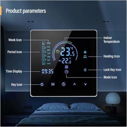 Slimme Thermostaat - Verwarming Regelaar - Temperatuur Instellen - App Bediening - 86 mm - Zwart — thumbnail 5