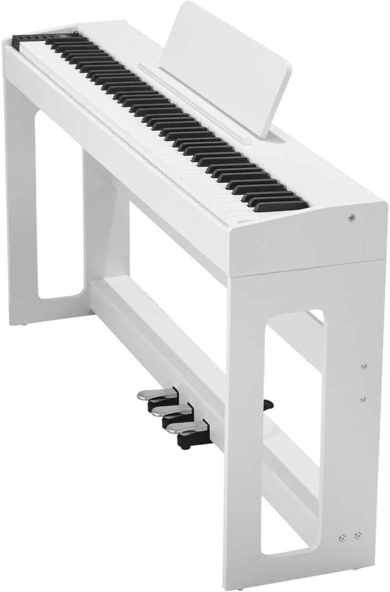 Digitale Piano met 88 Volledig Gewogen Toetsen, Elektrisch Klavier met Meubelstandaard, Voedingsadapter, Drievoudig Pedaal, Opnamefunctie, 280 Klanken en Draadloze Connectiviteit, Ideaal voor Beginners, Wit — afbeelding 1