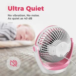 USB Tafelventilator Stil – 3 Snelheden – 360° Draaibaar – Compact en Opvouwbaar – Roze — thumbnail 3