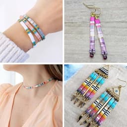 200 stuks rechthoekige glazen Tila-kralen in vierkante vorm, ideaal voor het maken van armbanden en kettingen met een strakke en moderne uitstraling — thumbnail 3