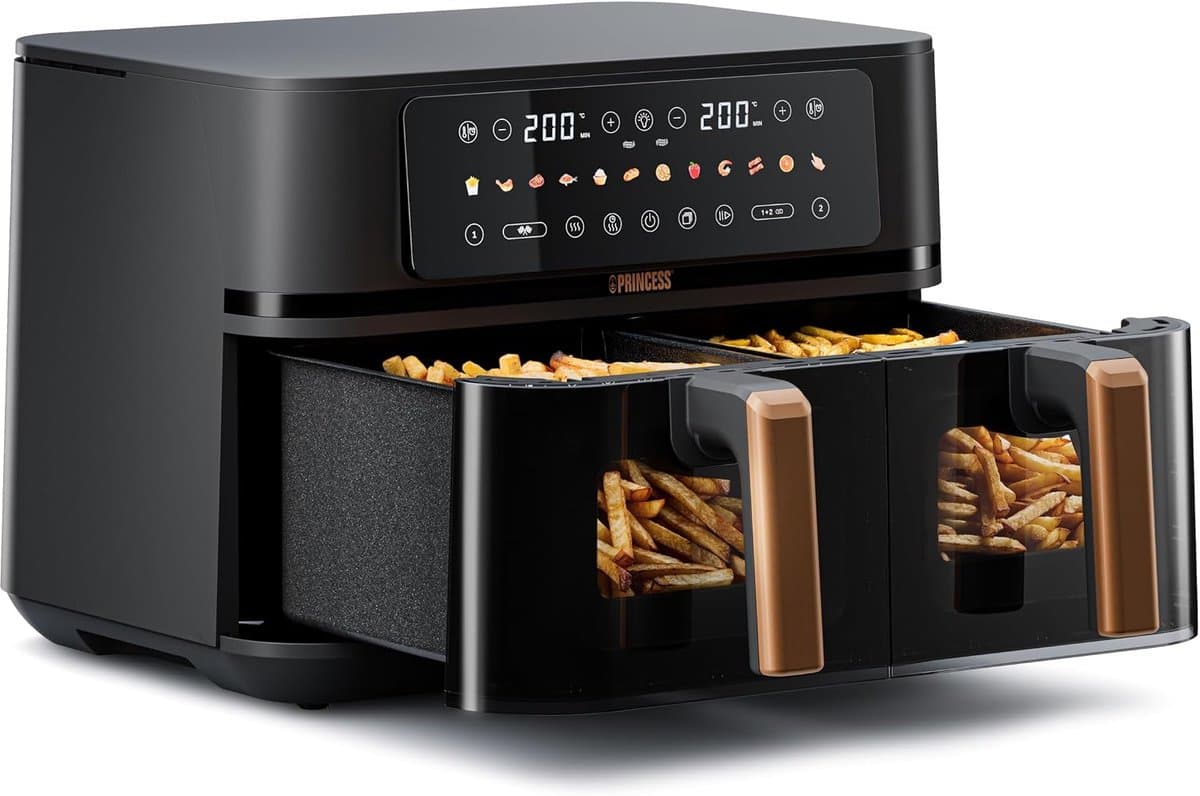 Airfryer 9L Dubbele Mand – Dual Zone Heteluchtfriteuse – Sync Finish – 3100W – 2x 4,5L – Zwart — afbeelding 1