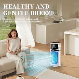 Sander Shop Mini-airconditioning, torenventilator, stille USB-ventilator met 9 snelheden en lcd-display, ruimtebesparende koeling voor slaapkamer, kantoor, kleine ruimtes, mobiele tafelventilator — thumbnail 5