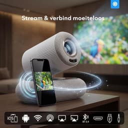 SnelShoppen - Mini Beamer Full HD 1080p | Smart Projector met Autofocus & Keystone Correctie | Draagbare Projector met WiFi & Bluetooth 5.4 | 508 cm S — thumbnail 3