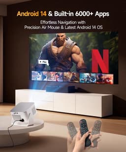 SnelShoppen - Mini Projector 4K & 8K Ondersteuning - 1080P Full HD Beamer - Draaibaar 180° - Auto Focus & Keystone - Wifi 6 & BT 5.4 - Ideaal voor Sla — thumbnail 3