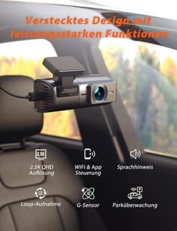 SnelShoppen - Dash Cam Front 1440P QHD - Mini Auto Camera Video Recorder met 170° Hoek, Nachtzicht, WDR, Parkeerbewaking en G-Sensor - Compacte Autoca — thumbnail 5