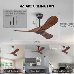 42 inch plafondventilator zonder verlichting - 6 snelheden - Omkeerbare geruisloze DC-motor - Afstandsbediening - Geschikt voor binnen en buiten - Voor boerderij, kantoor en slaapkamer — thumbnail 3