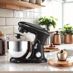 Keukenmixer – Mengmachine – Bakmixer – Deegkneder – Standmixer – 1400W Krachtige Motor – 4,5 Liter RVS Mengkom – Zwart — thumbnail 5