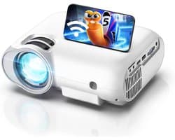 SnelShoppen - 5G+2.4G WiFi Projector, Bluetooth 5.0 Mini Projector, 1080P, 7500 Lumens, Home Cinema Projector, 100.000 uur, Met DSP Speaker voor Feest