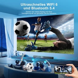 SnelShoppen - Mini Beamer 4K, Smart Projector met Android 14.0, Draagbare Wifi 6 en Bluetooth 5.4, Kleine Telefoonprojector voor Home Cinema en Outdoo — thumbnail 4