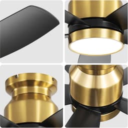 Ventilator Plafondventilator Met Verlichting – 106,68 cm – Omkeerbare DC-Motor – ABS – Zwart Goud – Met Afstandsbediening, Timer En 3 Lichtkleuren — thumbnail 3