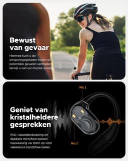SNJY® Bone Conduction Headphone - Sporthoofdtelefoon Draadloos - Sport Oordopjes - Hardloop Oortjes - Zwart/Oranje — thumbnail 4