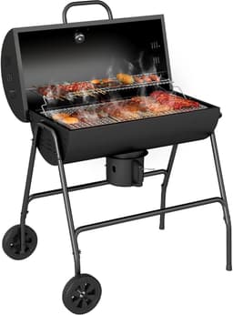 BBQ Smoker - Houtskoolgrill - Grillwagen - Houtskoolbarbecue - Met deksel - Thermometer - Verrijdbaar - Verstelbare kolenbak - Terras - 95x71,5x102cm - 1 stuk — thumbnail 1