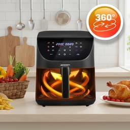 Airfryer XXL - Heteluchtfriteuse Frituurpan - Gezond Koken - Met Kijkvenster - 8 Liter - Zwart — thumbnail 2