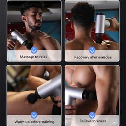 Massagepistool - Spierstimulator - Spierontspanning - Stille technologie - 4 koppen - Rood — thumbnail 3