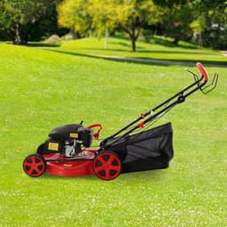 Benzine Grasmaaier - Gazonmaaier Tuinmachine - Gazon Onderhoud - Krachtige 5 pk Motor - 51 cm Maaibreedte - Zwart Rood — thumbnail 2
