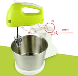Keukenrobot Garde - Handmixer Voedselmixer - Bakken Cake Beslag - 2-in-1 Staand Handmodel - 1.7 Liter Kom - Wit — thumbnail 4