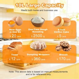 Keukenrobot - Keukenmachine mixer - Bakken en koken - 3-in-1 multifunctioneel - 10L kom - Wit — thumbnail 2