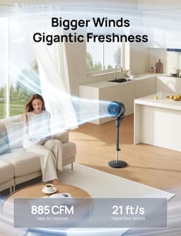 Elektrische Vloer Ventilator - Stille Staande Fan - Kamers Koelen - Ultra Krachtige Luchtcirculatie - Tot 24 Meter - Zwart — thumbnail 5