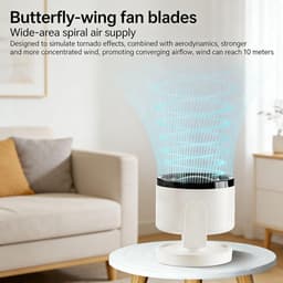 Bureauventilator Luchtcirculatie - Draadloze Tafelventilator - Persoonlijke Koeling - 360 Graden Rotatie - 17D x 14.3B x 12.5H cm - Beige — thumbnail 2