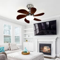 Plafondventilator met Lamp - Ventilatorlamp - Comfort Verhogend - Zomer en Winter - 75 cm - Chroom — thumbnail 4