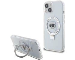 Karl Lagerfeld Serie - iPhone 15 Hoes - Ring Stand - MagSafe - Wit