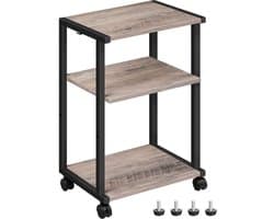 Allecto - - Printertafel - Hoogteverstelbare Printerstandaard - Met Wielen - Greige - 3-Laags Printertafel - Geschikt voor Kantoor - 42 x 28 x 64 cm