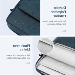 Laptophoes 15 inch voor MacBook Air, MacBook Pro en Galaxy Tab S9 Ultra - Draagtas met handvat en schouderriem, Indigo, Waterdicht en Schokbestendig — thumbnail 2