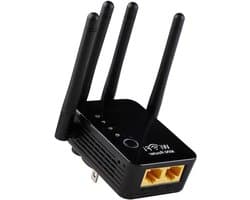 Wifi Repeater - Wifi Versterker Extender - Netwerk Uitbreiden - 300 Mbit/s Snelheid - UK Plug - Zwart
