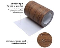 Zelfklevende Houtlook Tape 8 cm x 4,57 m - Sterke Hechting, Warmtebestendig voor Reparatie van Laminaatvloeren, Meubels en Deurranden (Donkerbruin)