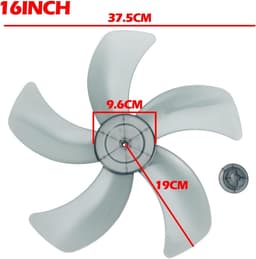 Vervanging Ventilatorblad - Ventilatoronderdeel Blad - Ventilator Koeling - Vijf Bladeren Ontwerp - 16 inch - Zwart — thumbnail 3