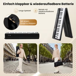 COSTWAY Piano Toetsenbord met 88 toetsen, opvouwbare piano, elektronisch toetsenbord met split-functie, 3 leermodi en sustain-pedaal, digitale piano draagbaar met dubbele luidsprekers, MP3/USB/MIDI — thumbnail 4