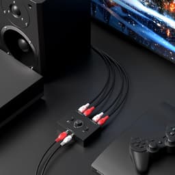 carmdering - L R Stereo Audio Schakelaar - Audio Selector - Splitter - Twee Richtingen Selectie - Eén Knop Dempen - Kunststof Behuizing - Compact Ontwerp - Plug And Play Gebruik - 1 Stuk — thumbnail 2