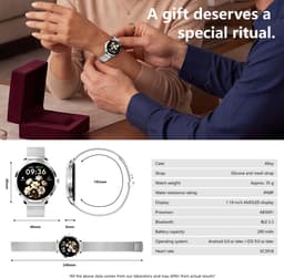 RAYOFI - Smartwatch voor dames - 1,19-inch sporthorloge - Ondersteunt bellen via Bluetooth, IP68 waterbestendigheid, hartslagmeting - Compatibel met meer dan 120 sportmodi - Beschikbaar voor Android en iOS - Verkrijgbaar in meerdere kleuren — thumbnail 4
