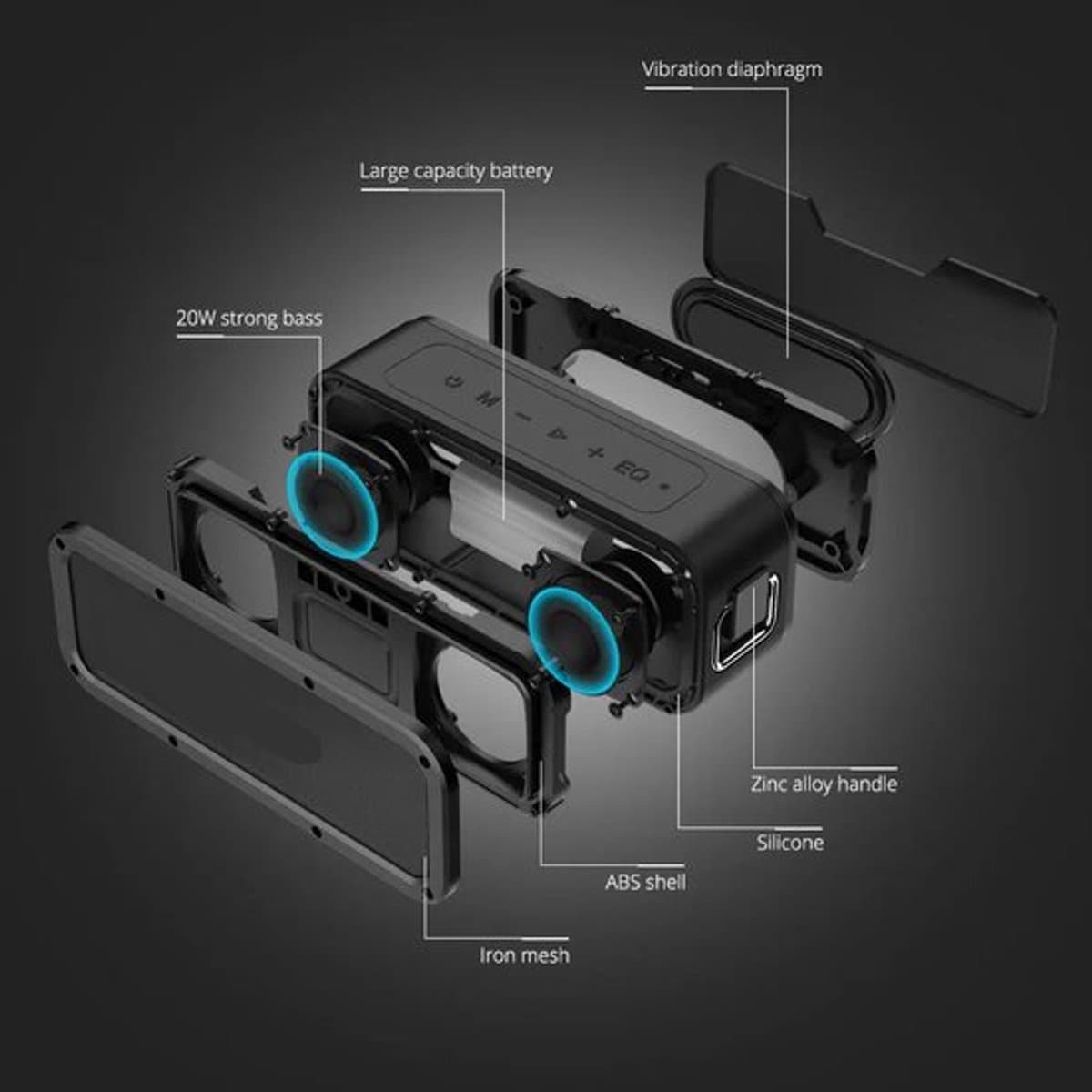 Luidspreker - Luidsprekerkabels - Bookshelf Speaker - IPX7 - Speakers voor PC - BT 5.0 - 40W - 15H Speeltijd - NFC - Zwart — afbeelding 1