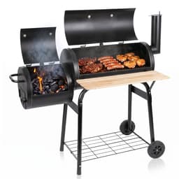 Lomera Smoker BBQ - Smokerbarbecue - Houtskool BBQ - Rookoven - Houtskoolbarbecue - Offset Grill - Rookgrill - Op Wielen - Met Thermometer - Buitenkeuken - Tuin Barbecue - Grillrooster - BBQ Roker - Smoker Grill - Barbecue Smoker — thumbnail 1