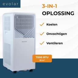 Evolar Mobiele Smart Airco - 7000 BTU - WiFi - App & Afstandsbediening - Airconditioner - met Afvoerslang - Slaapkamer, Woonkamer, Thuiskantoor - EVO-007CW — thumbnail 3
